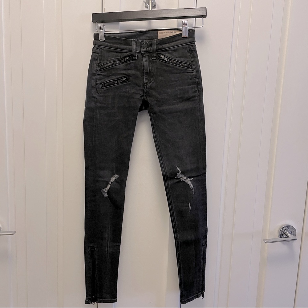 Rag & Bone Distressed Jeans w/ Ankle Zippers Sz 24